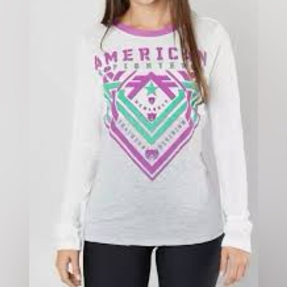 New! Women's AMERICAN FIGHTER White Heather Gray Orchard Parkside T-Shirt Small
